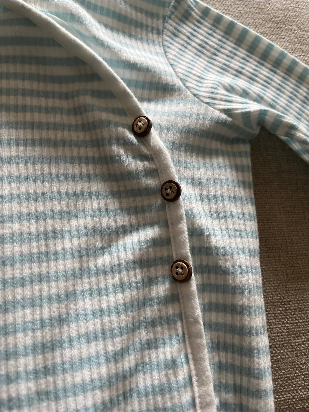 Baby One-Piece Footed Sleepsuit in Light Blue stripes